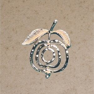 Vintage 1972 Textured Gold Tone SAUCY Apple Brooch/ Pin By Sarah Coventry